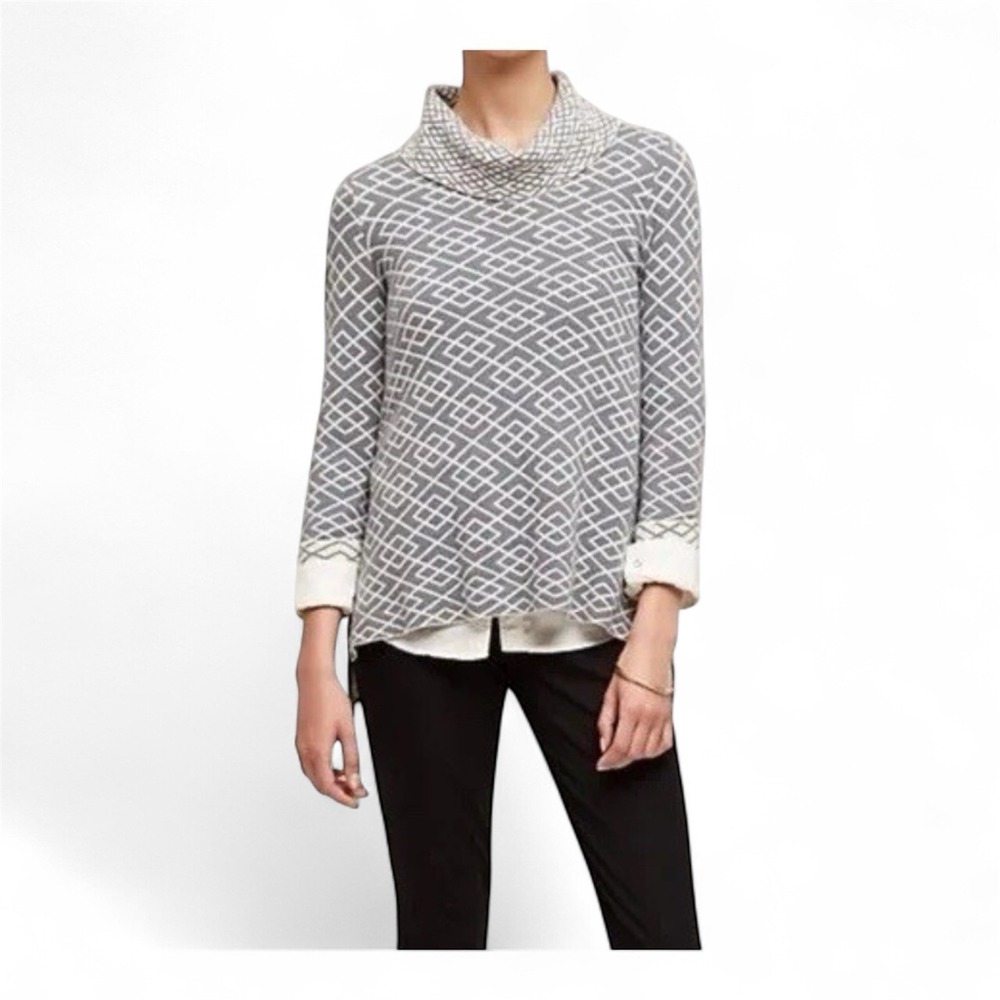 Anthropologie Moth Galena Alpaca Blend Cowl Neck Knit Sweater Women M Gray